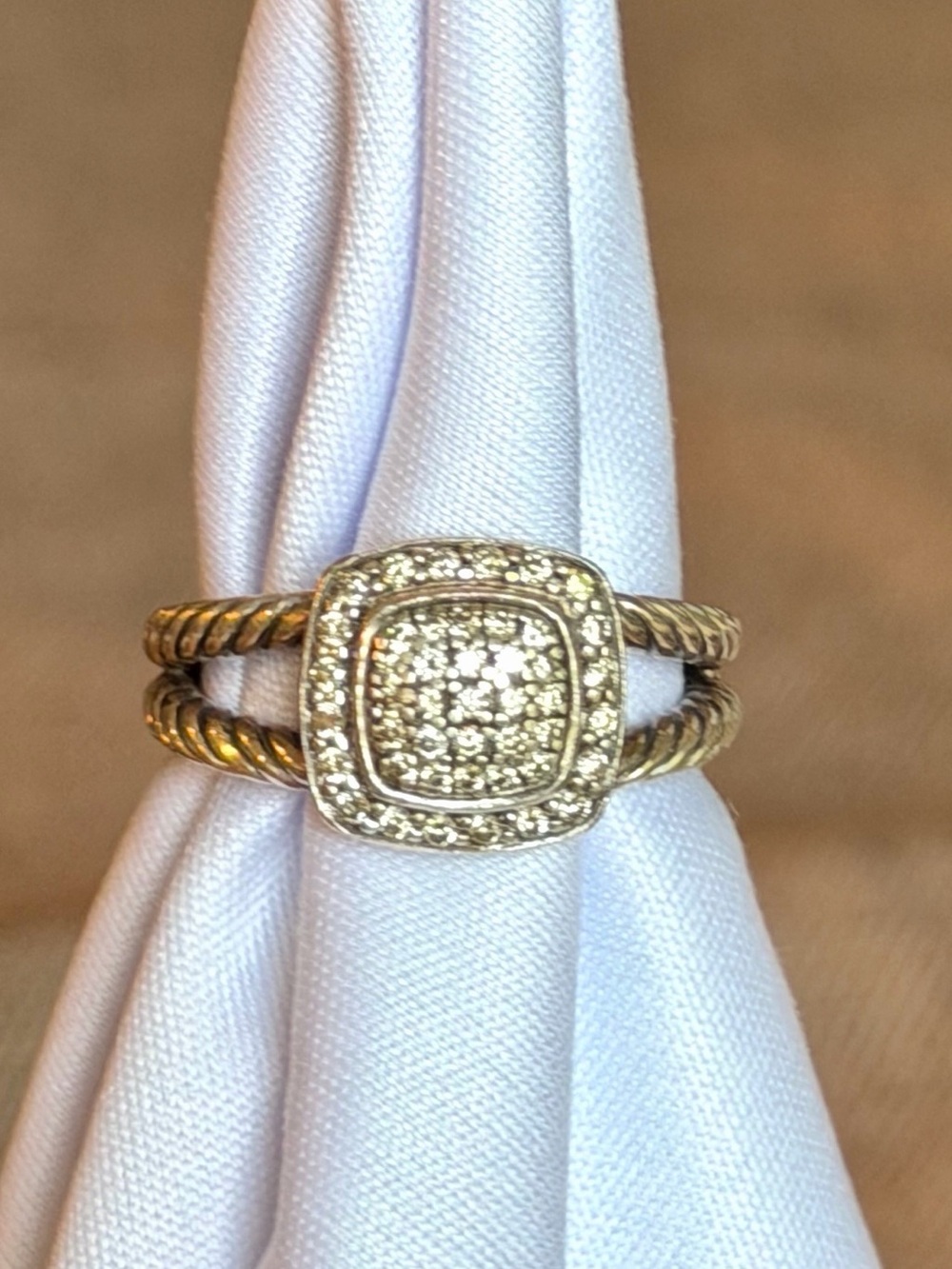 David Yurman Petite Albion Diamond Cable Ring 925 Sterling Silver Sz 7 - Picture 2 of 7